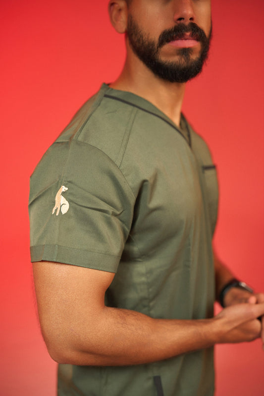 Olive Green V-Neck Top Only