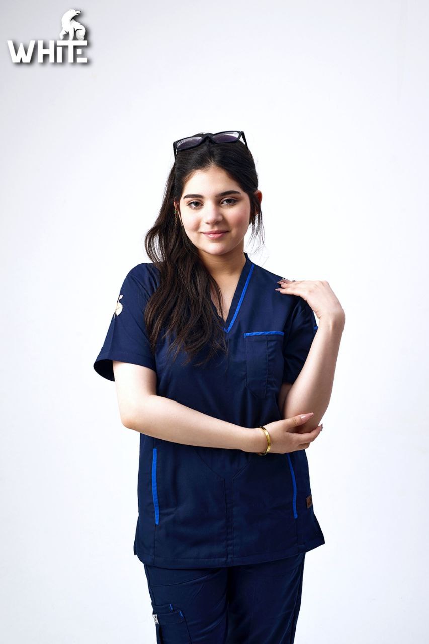 DARK OCEAN BLUE V-NECK SCRUB