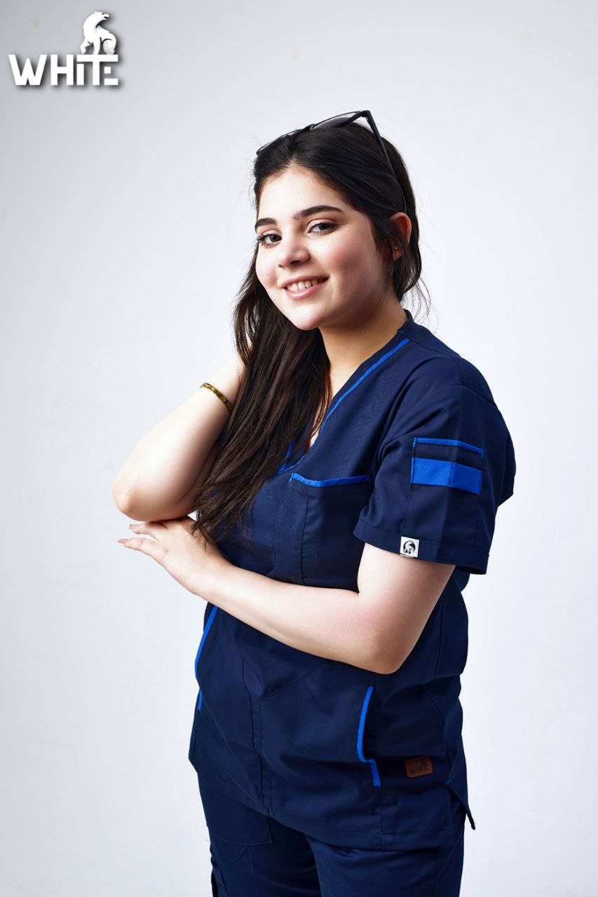 DARK OCEAN BLUE V-NECK SCRUB