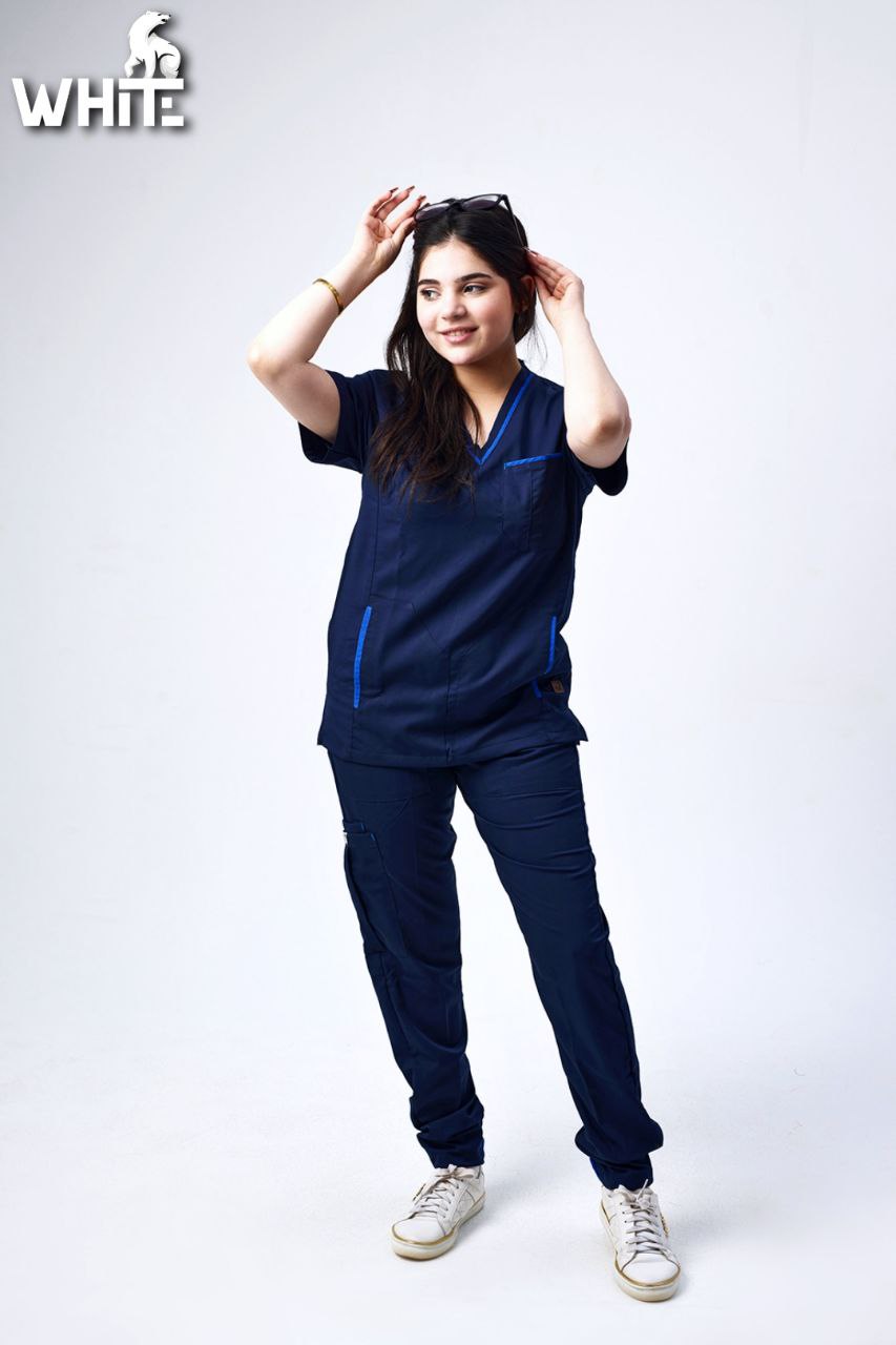 DARK OCEAN BLUE V-NECK SCRUB