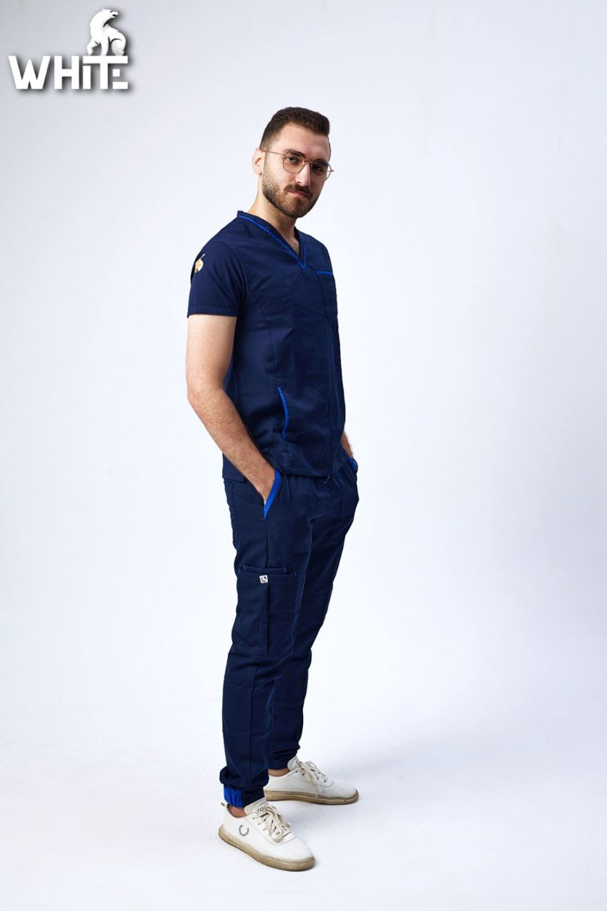 DARK OCEAN BLUE V-NECK SCRUB