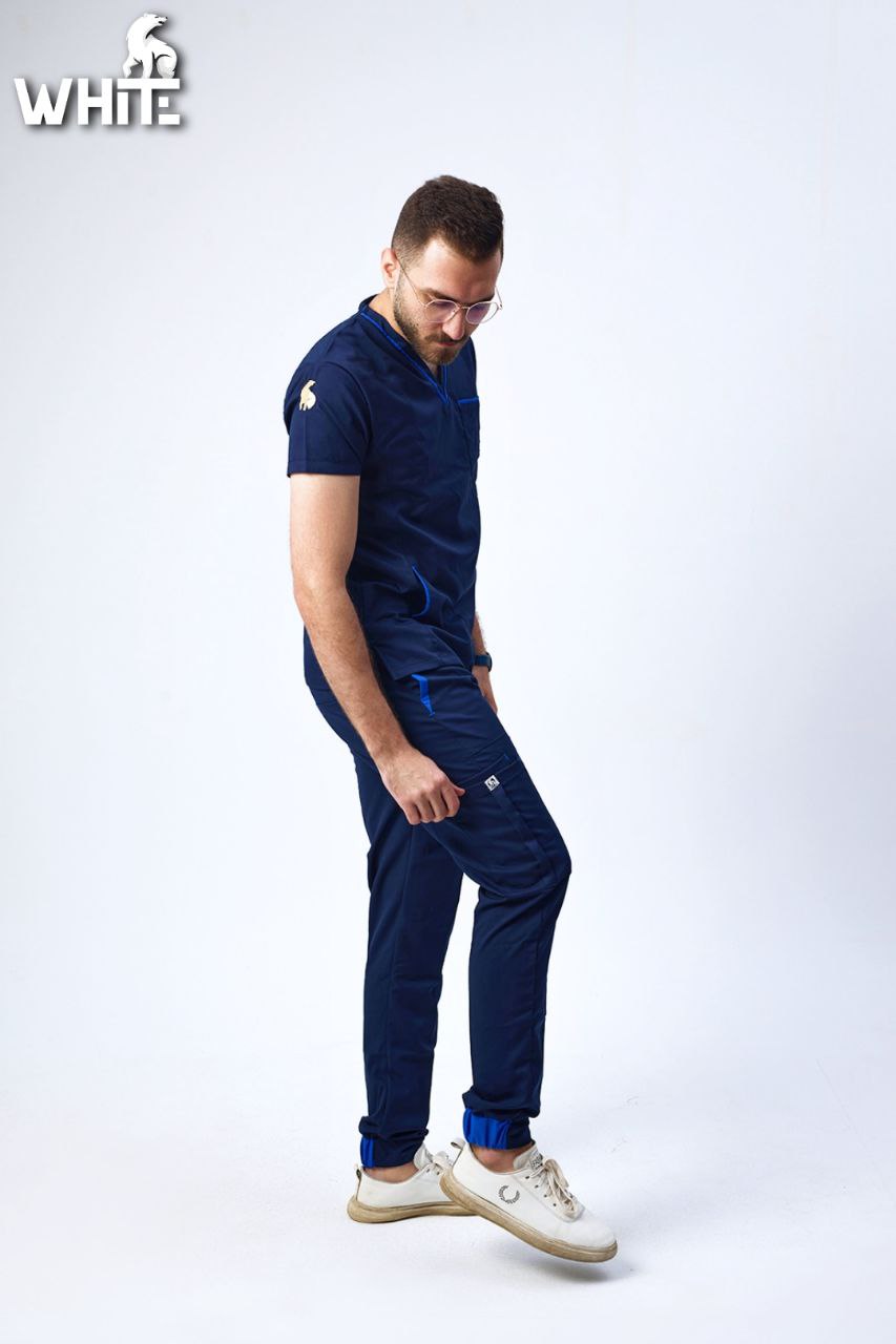 DARK OCEAN BLUE V-NECK SCRUB