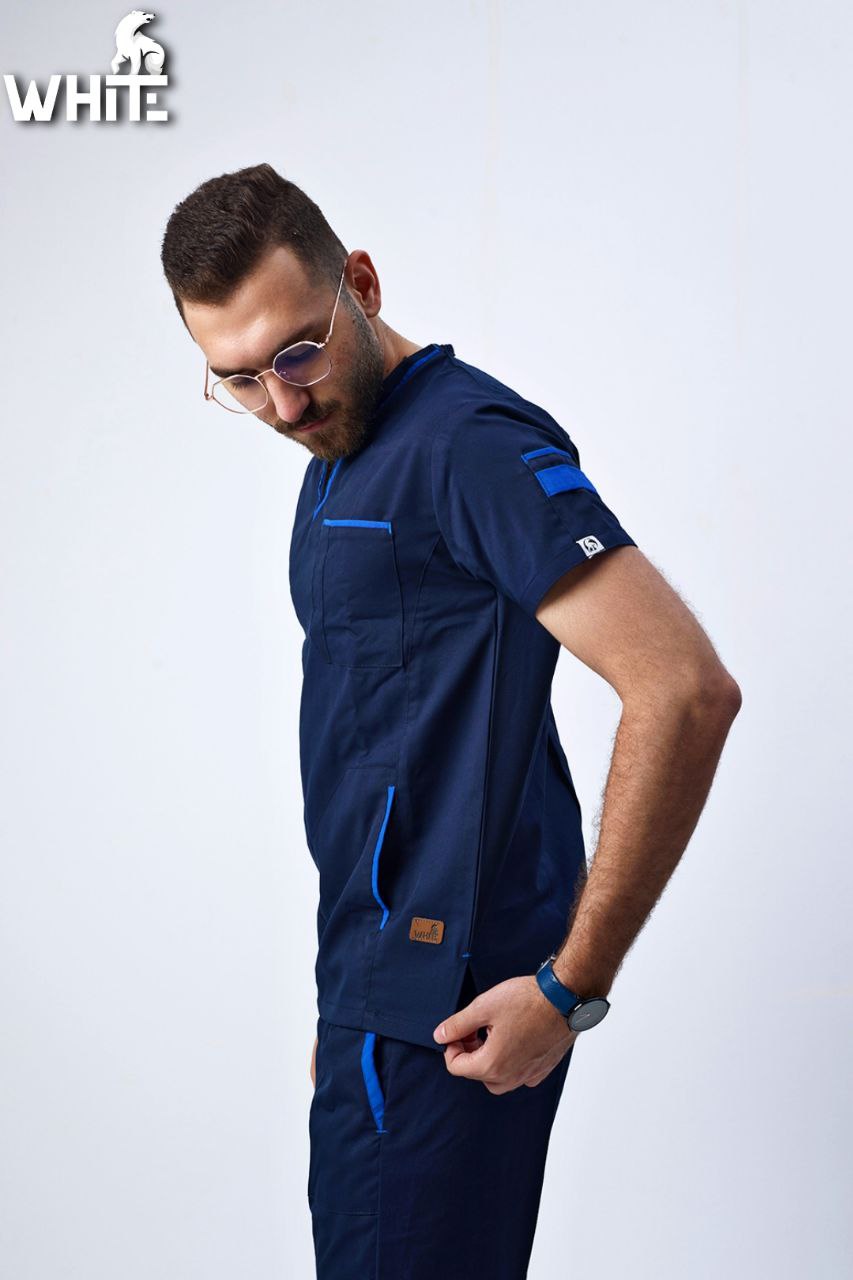 DARK OCEAN BLUE V-NECK SCRUB