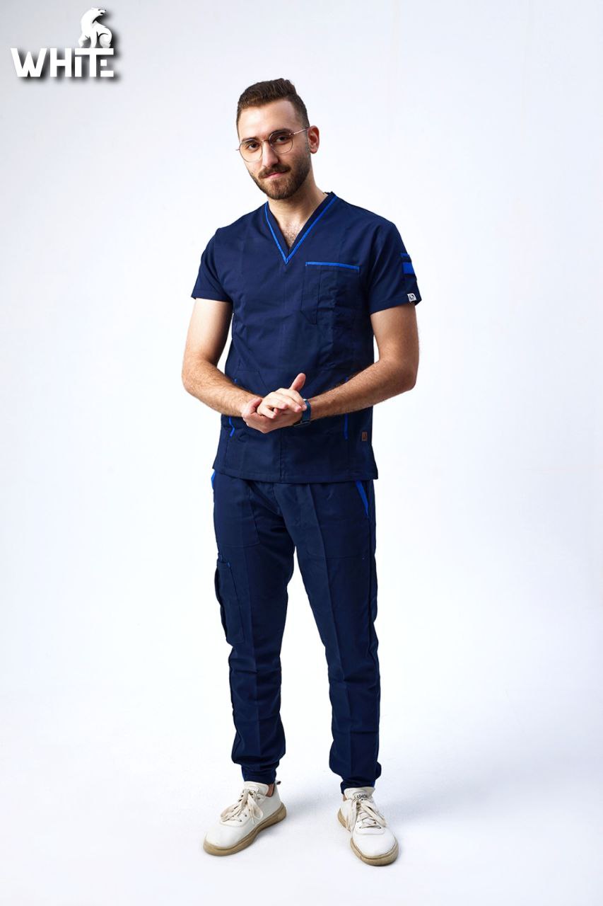 DARK OCEAN BLUE V-NECK SCRUB