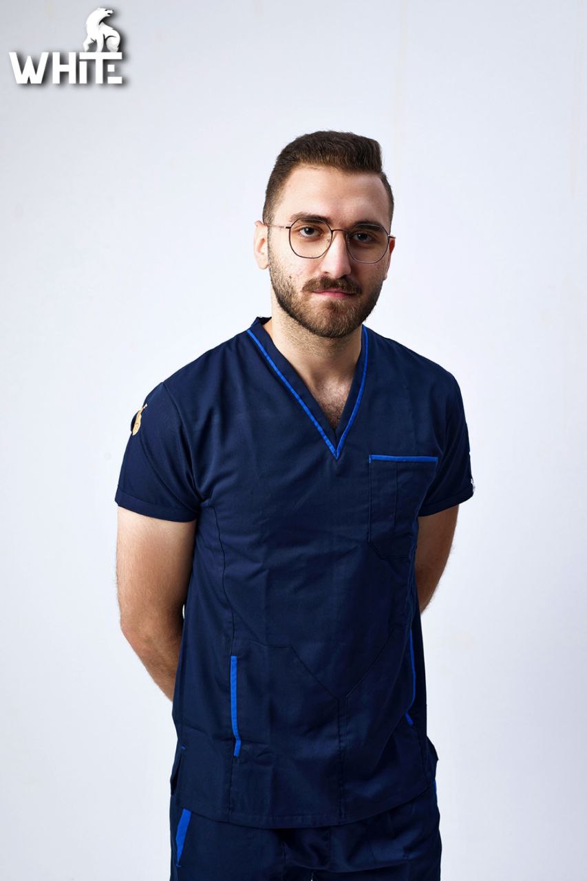 DARK OCEAN BLUE V-NECK SCRUB