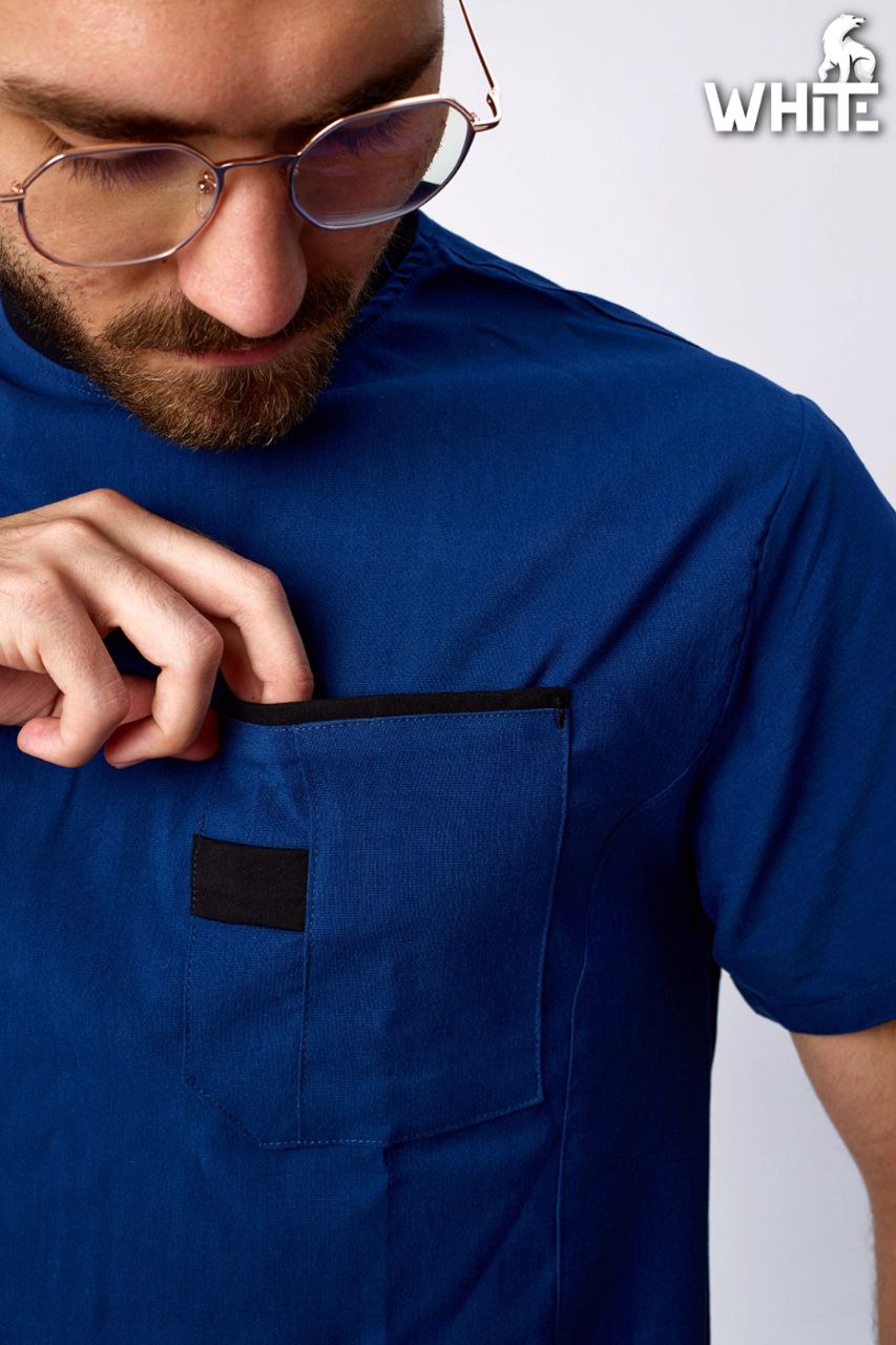 PETROL BLUE ROUND-NECK SCRUB