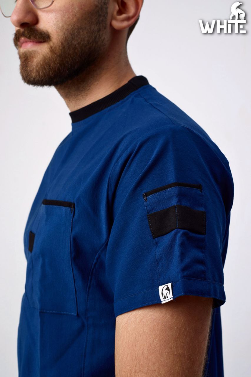 PETROL BLUE ROUND-NECK SCRUB