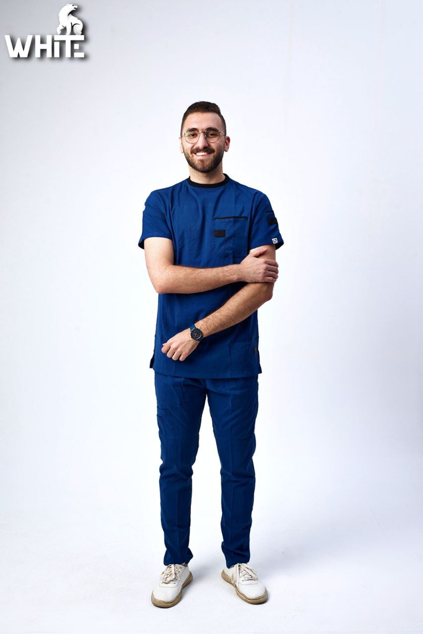 PETROL BLUE ROUND-NECK SCRUB