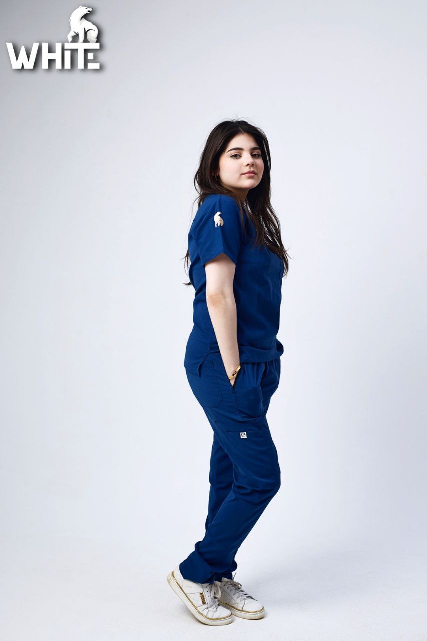 PETROL BLUE ROUND-NECK SCRUB