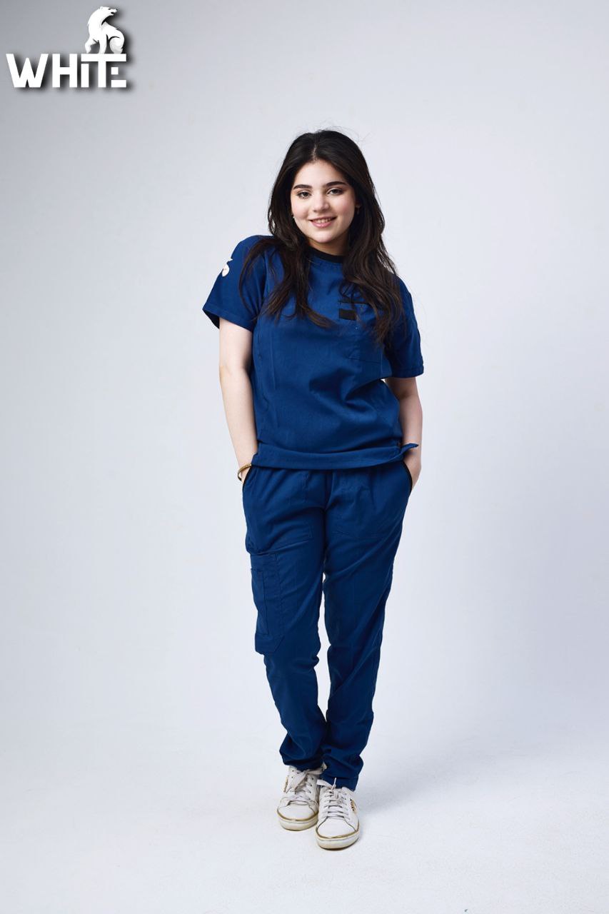 PETROL BLUE ROUND-NECK SCRUB