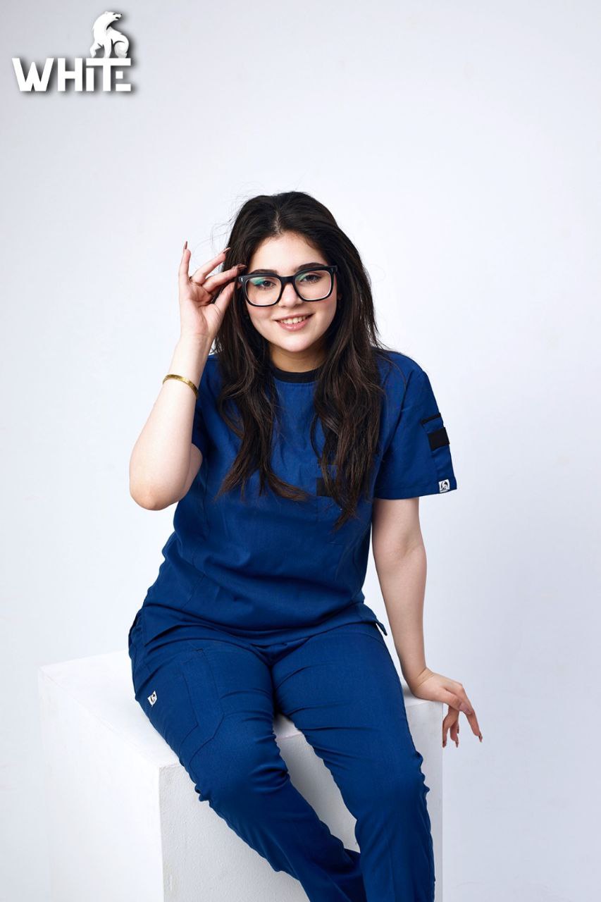 PETROL BLUE ROUND-NECK SCRUB