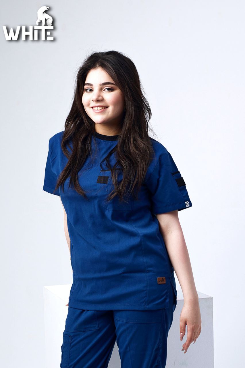 PETROL BLUE ROUND-NECK SCRUB