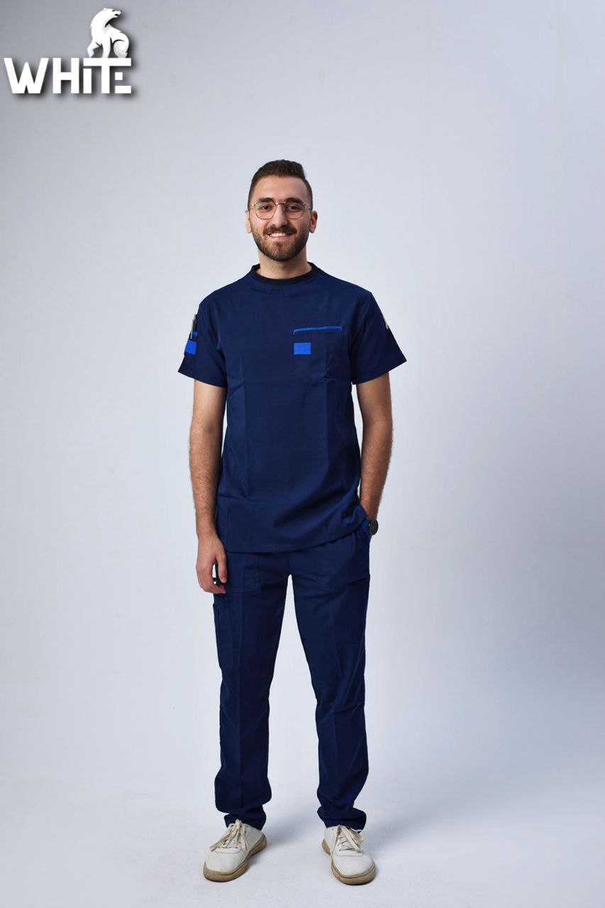 DARK OCEAN BLUE ROUND-NECK SCRUB
