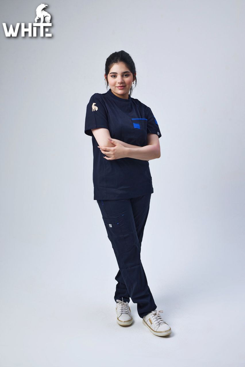DARK OCEAN BLUE ROUND-NECK SCRUB