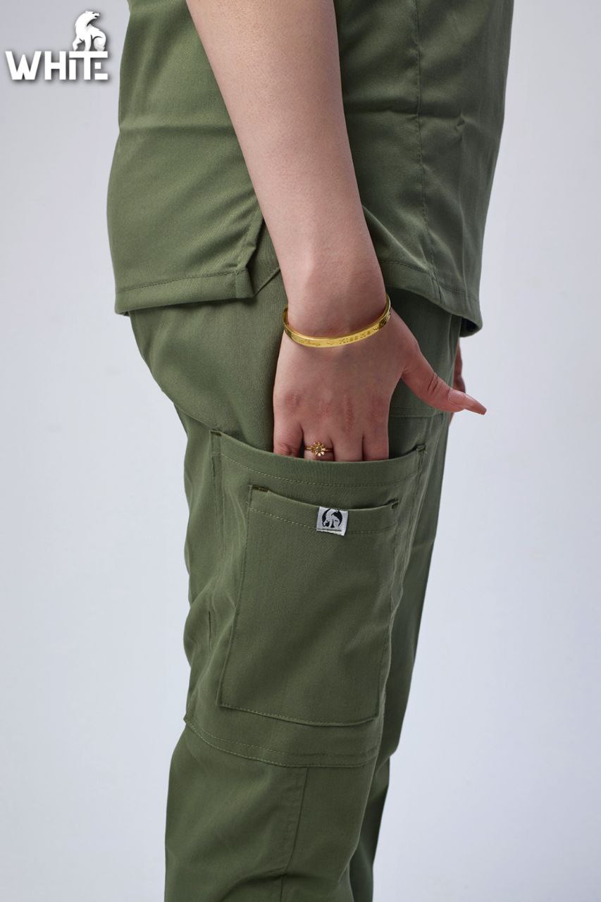 OLIVE GREEN ROUND-NECK