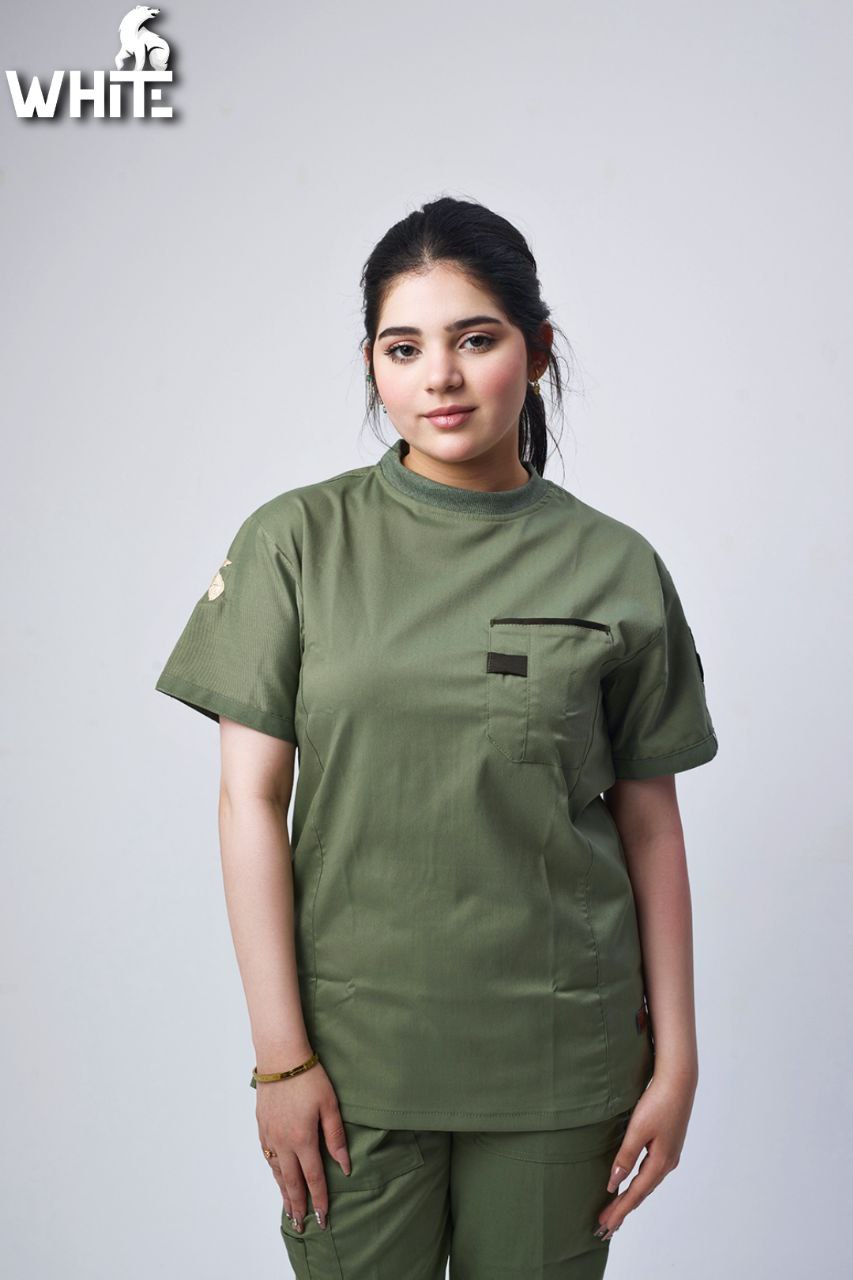 OLIVE GREEN ROUND-NECK
