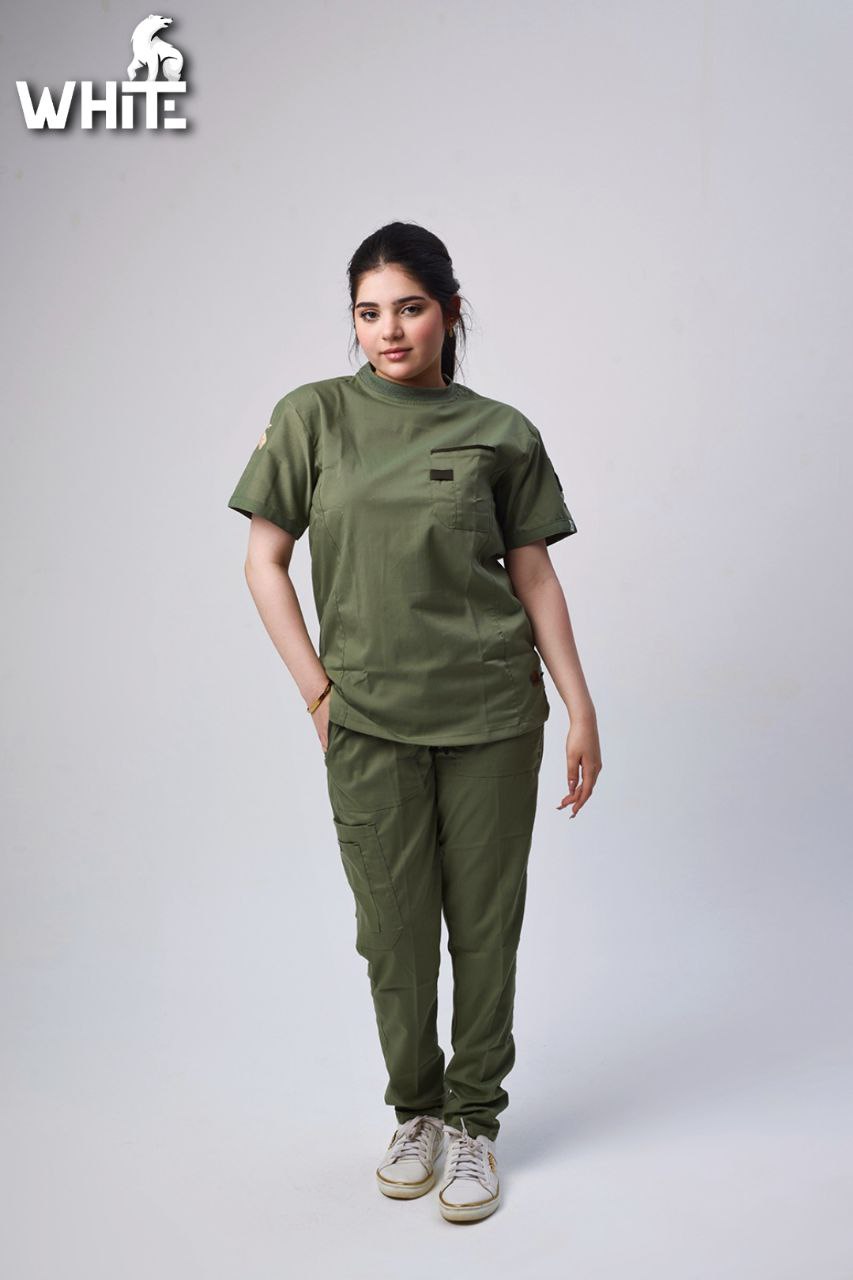 OLIVE GREEN ROUND-NECK