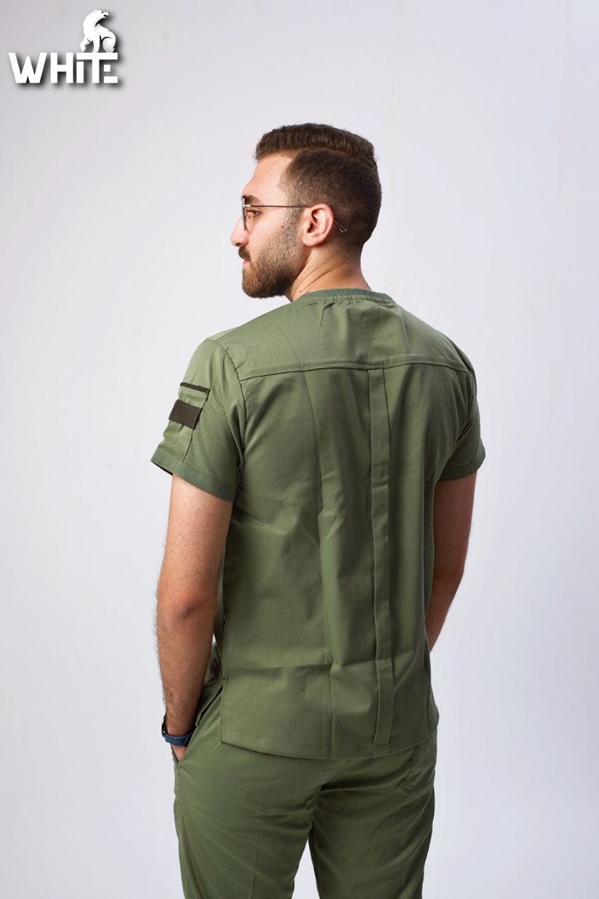OLIVE GREEN ROUND-NECK