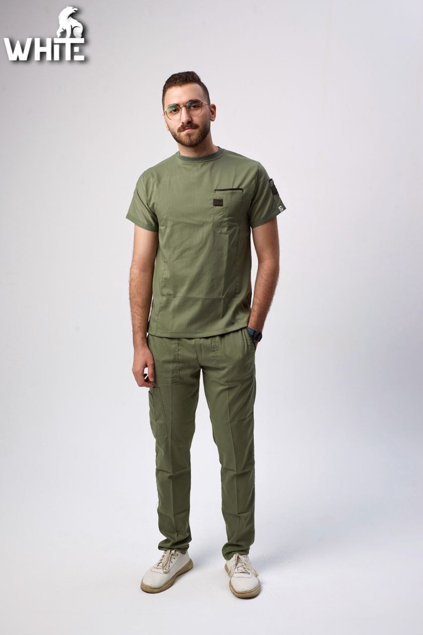 OLIVE GREEN ROUND-NECK