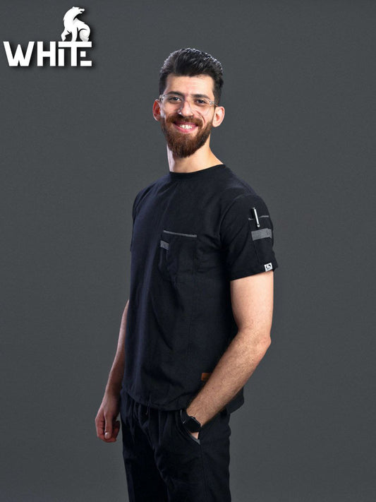 RAVEN BLACK ROUND-NECK SCRUB