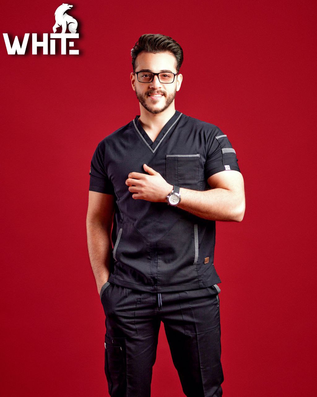 ROYAL BLACK V-NECK SCRUB