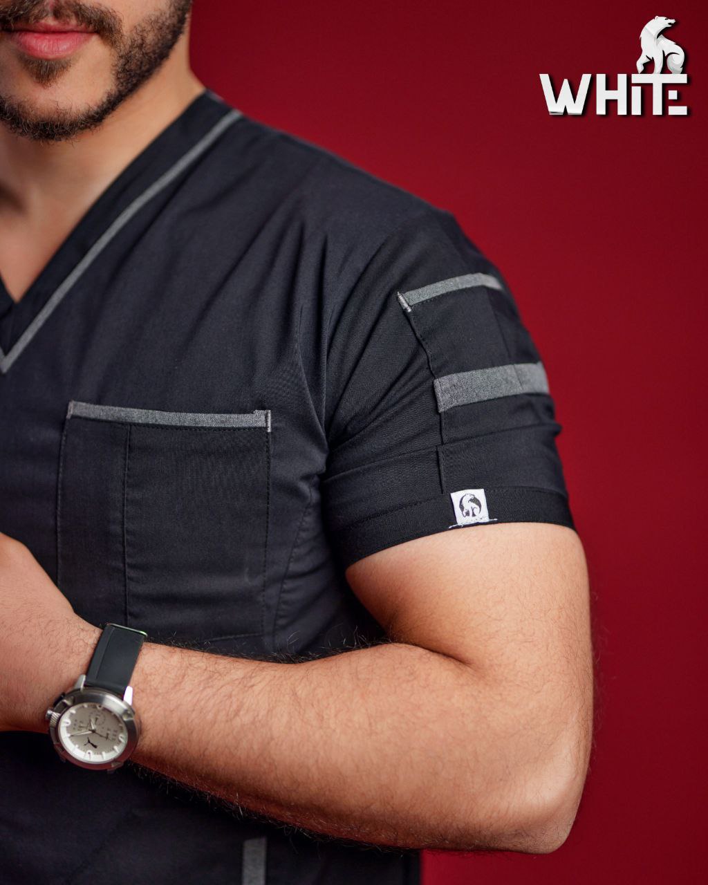 ROYAL BLACK V-NECK SCRUB