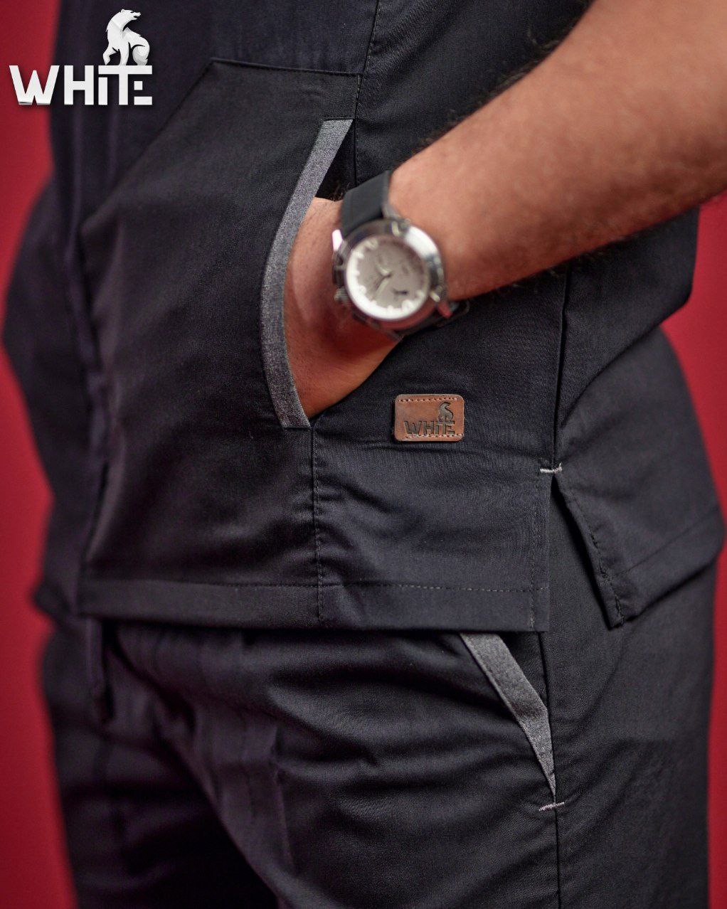 ROYAL BLACK V-NECK SCRUB
