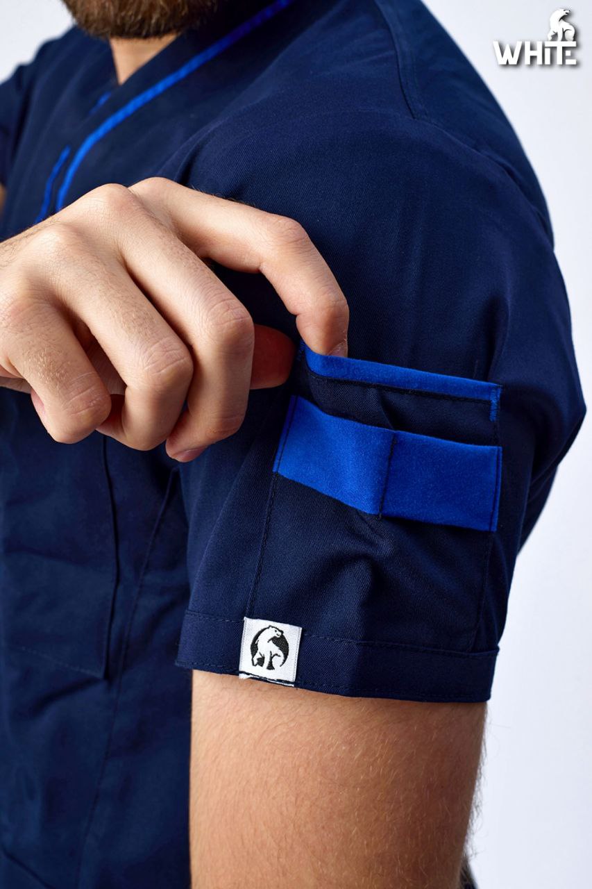 DARK OCEAN BLUE V-NECK SCRUB