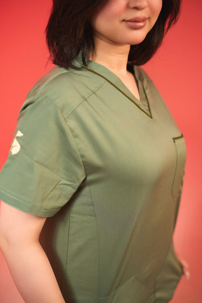 Olive Green V-Neck Top Only