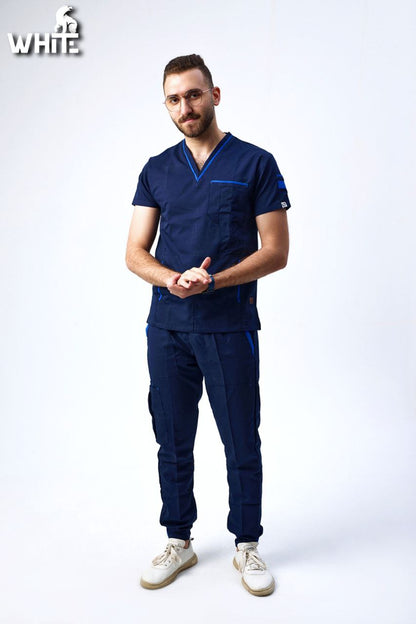 DARK OCEAN BLUE V-NECK SCRUB