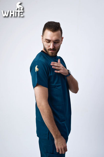 EMRELED GREEN ROUND-NECK SCRUB