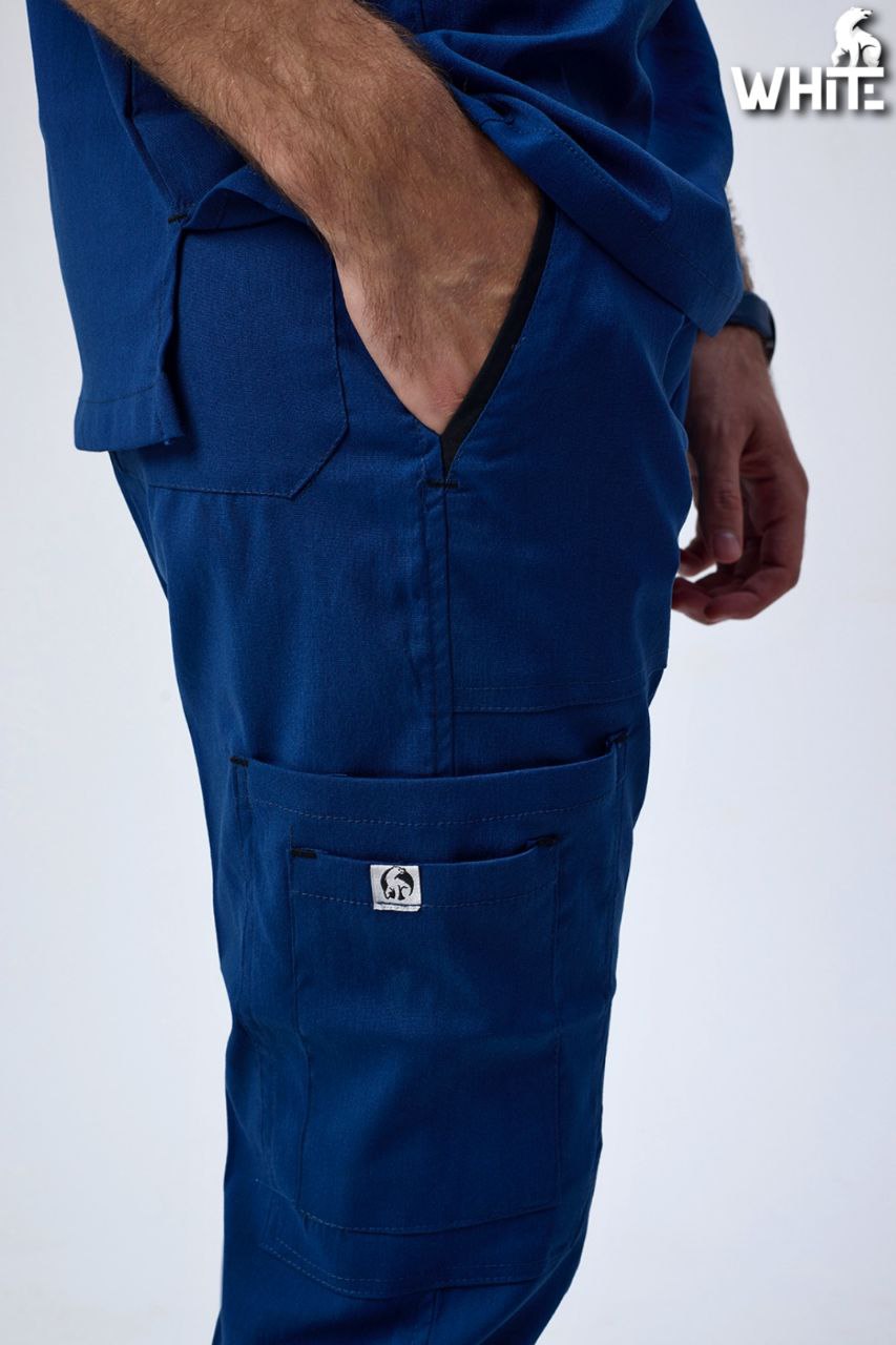 PETROL BLUE ROUND-NECK SCRUB