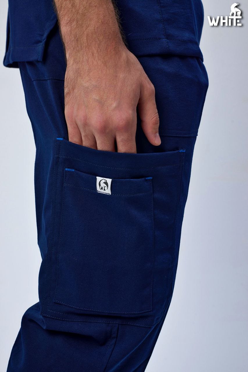 DARK OCEAN BLUE ROUND-NECK SCRUB