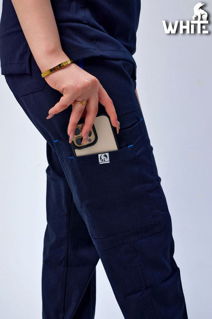 DARK OCEAN BLUE ROUND-NECK SCRUB