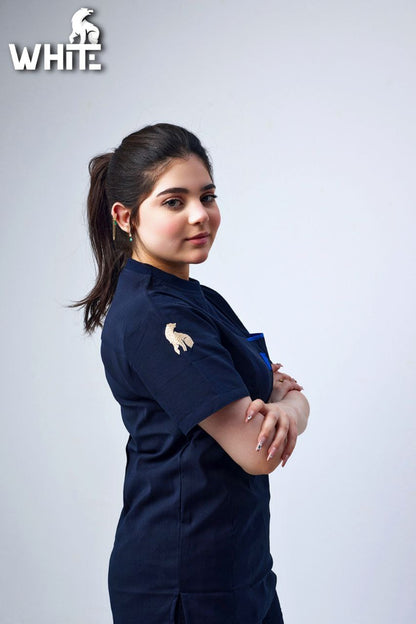 DARK OCEAN BLUE ROUND-NECK SCRUB