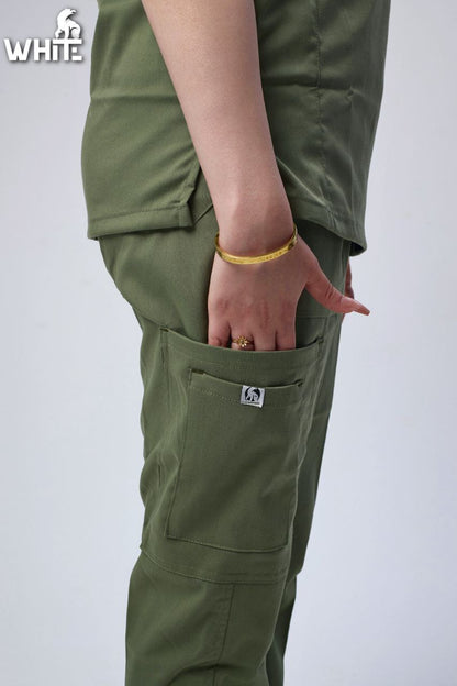 OLIVE GREEN ROUND-NECK