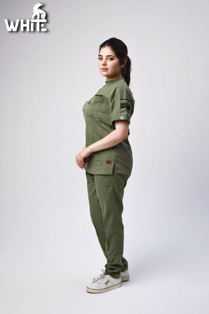 OLIVE GREEN ROUND-NECK
