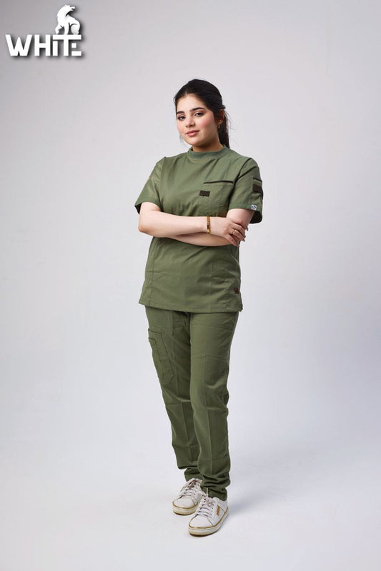 OLIVE GREEN ROUND-NECK